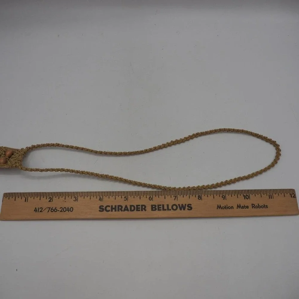 Handmade Owl Macrame Necklace Statement Pendant Boho Tan Wood Bead Tassel Fringe